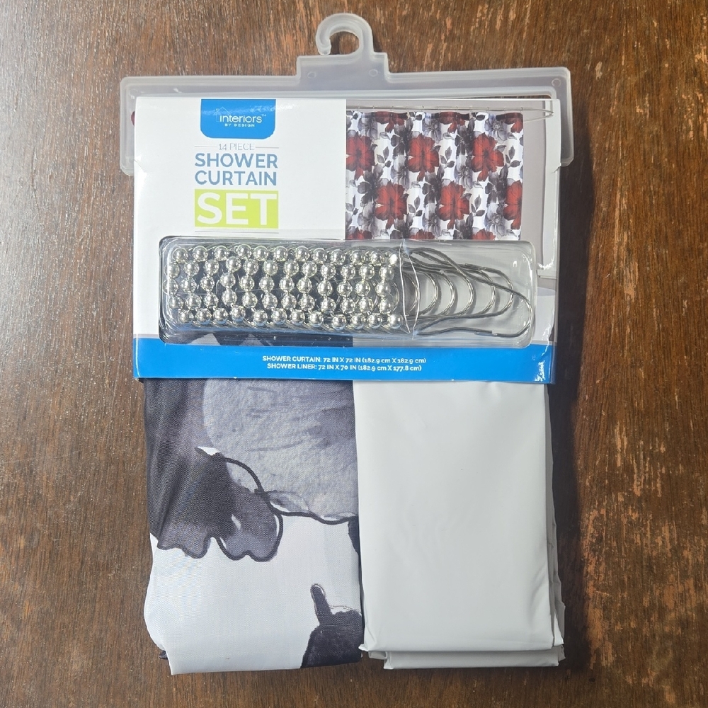 Shower Curtain Set with Hooks And Liner